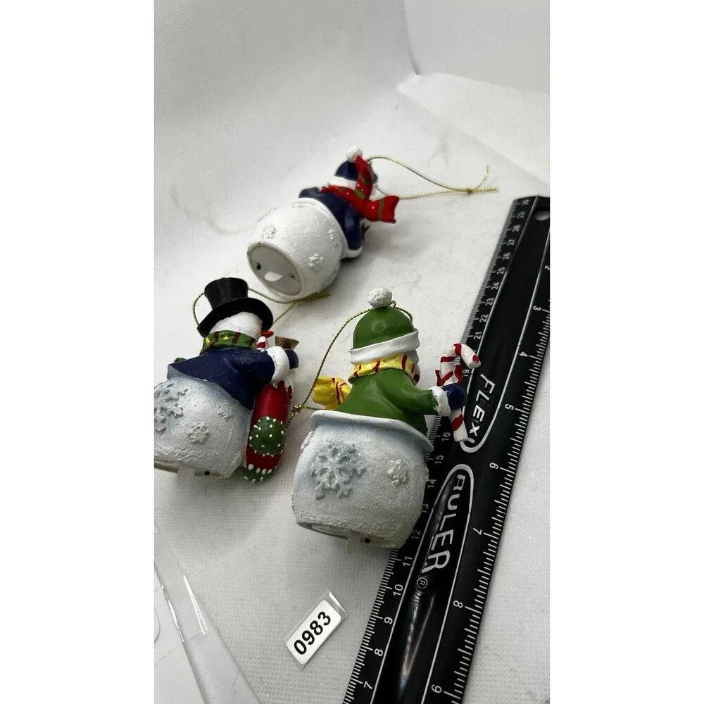 Set 3 Lighting Snowman Christmas Decoration Ornament Color Change Vintage